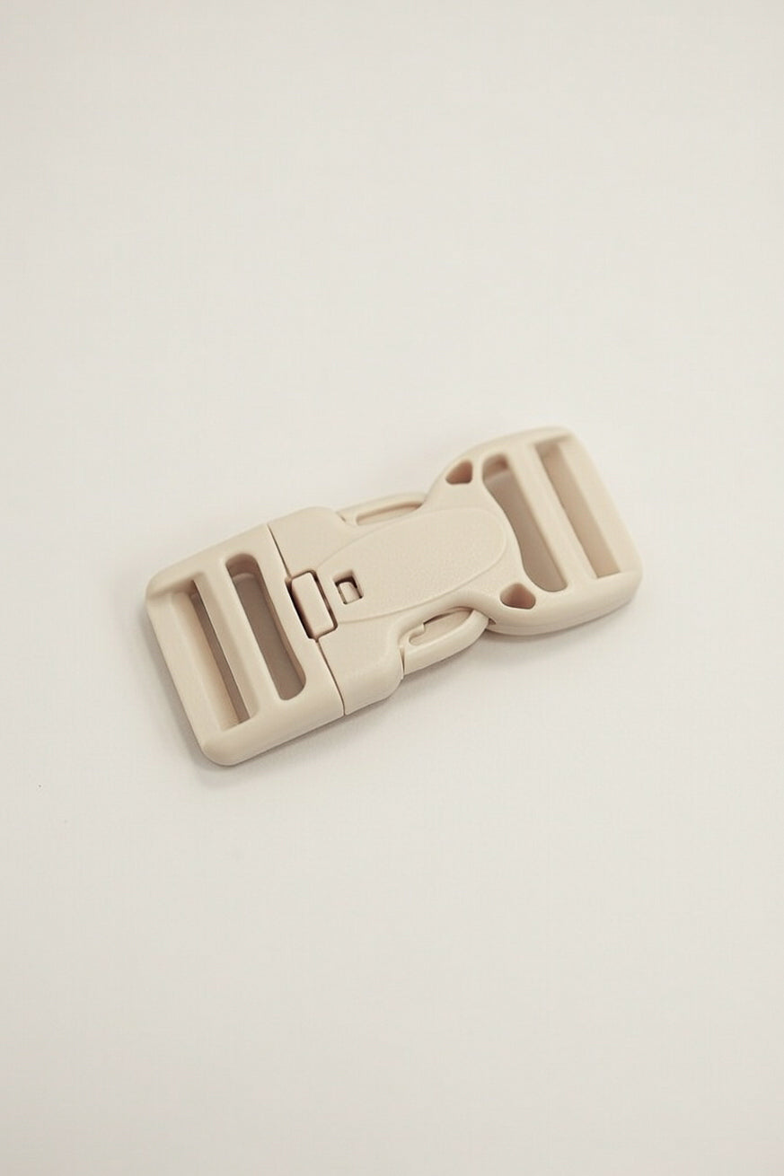 Buckle with safety button 25mm beige